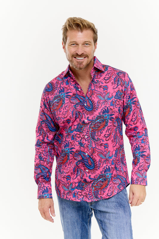 EDWARDIAN PAISLEY SHIRT PINK-David Smith Australia