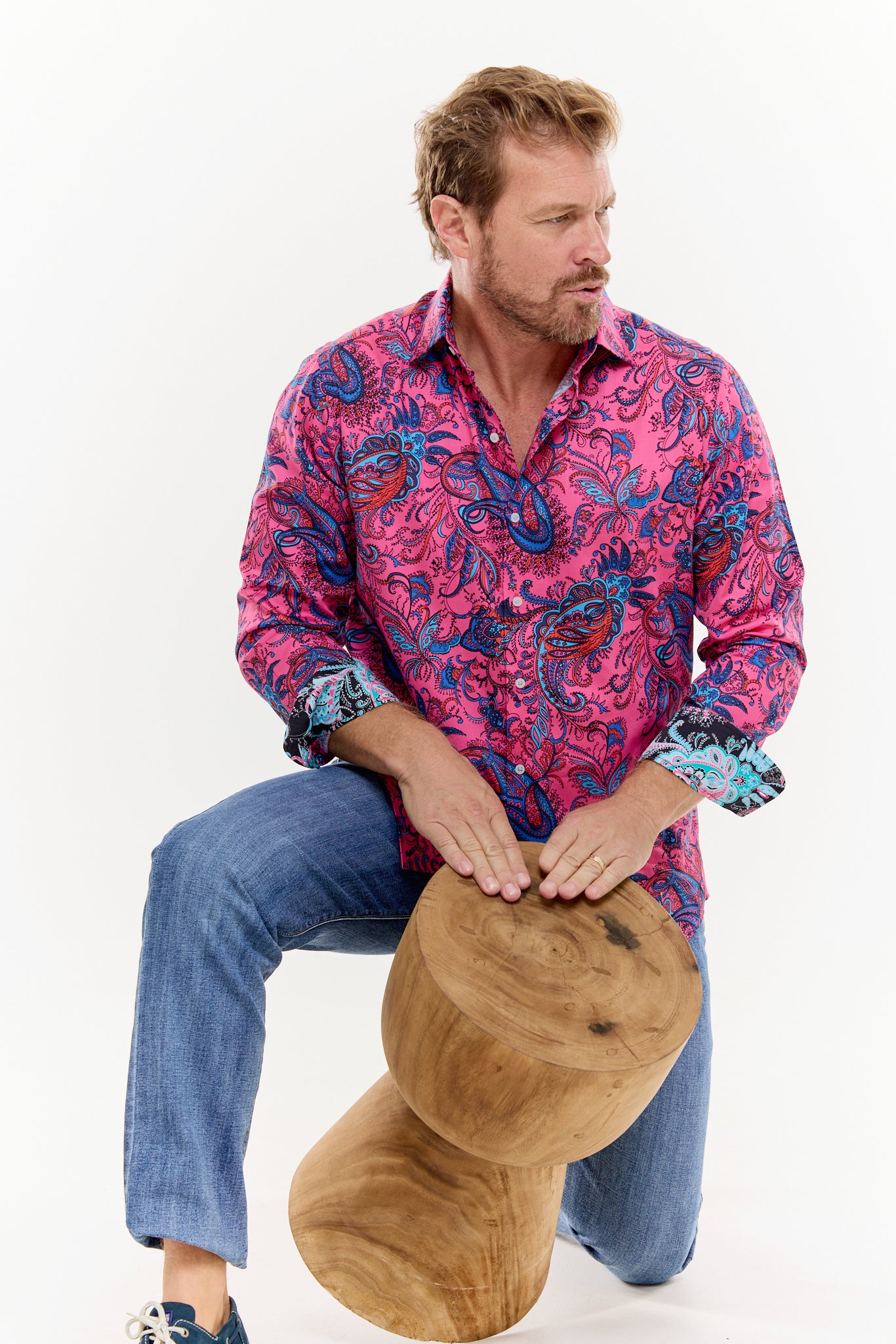 EDWARDIAN PAISLEY SHIRT PINK-David Smith Australia
