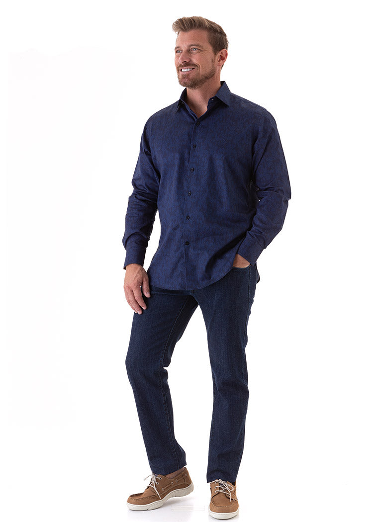 SUBTLE PAISLEY SHIRT INK-David Smith Australia