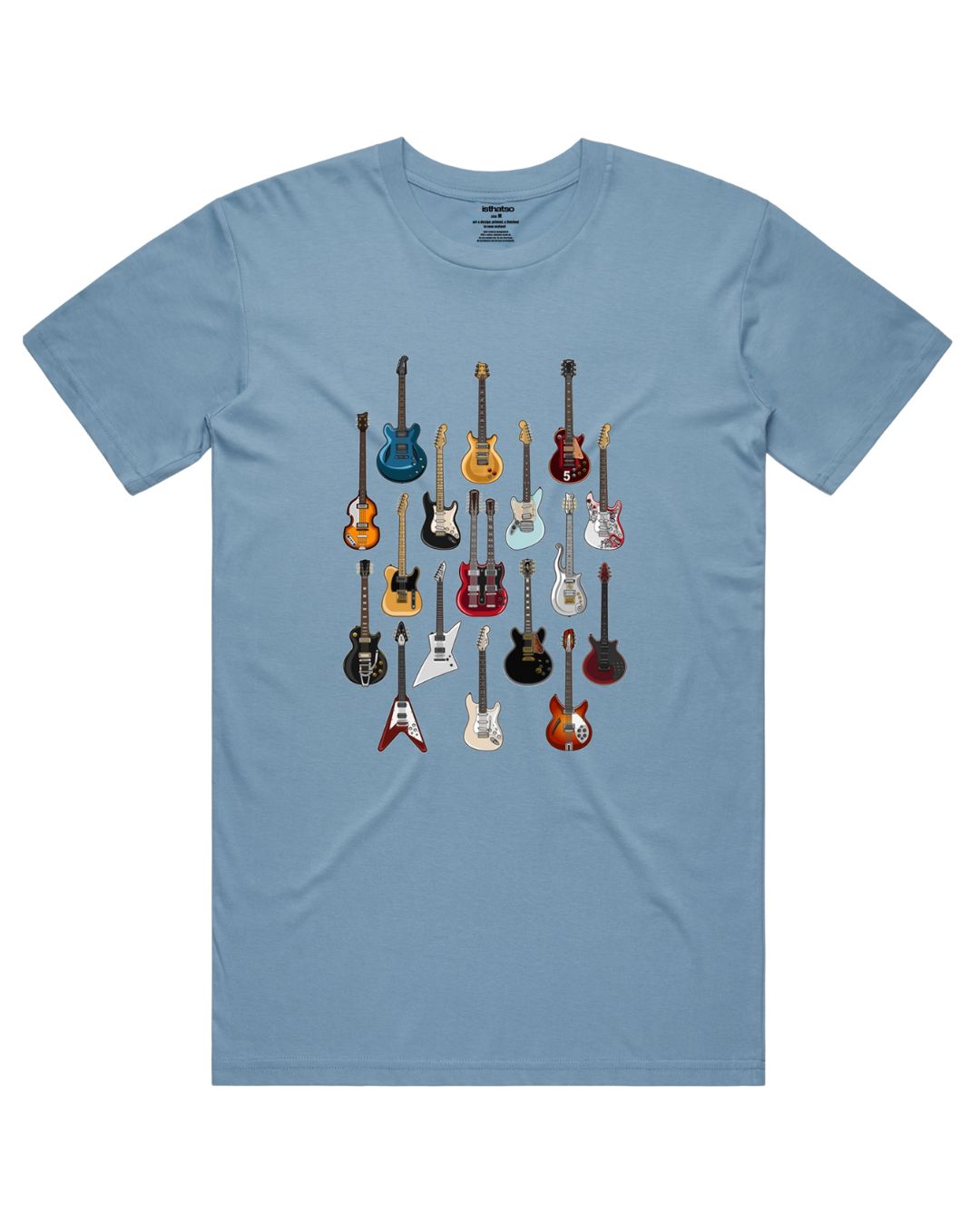 FAMOUS GUITARS T-SHIRT – BLUE | ISTHATSO-David Smith Australia