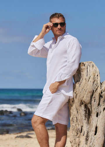 LANIKAI LINEN SHIRT - WHITE-David Smith Australia