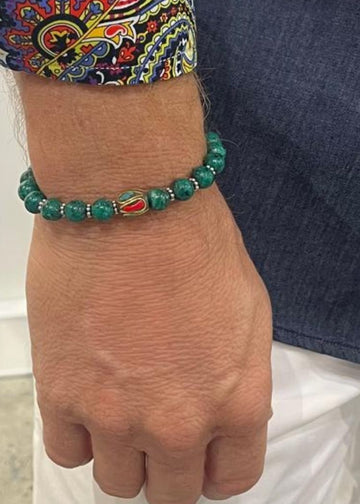 Turquoise Tibetan Bead Bracelet Elastic-David Smith Australia