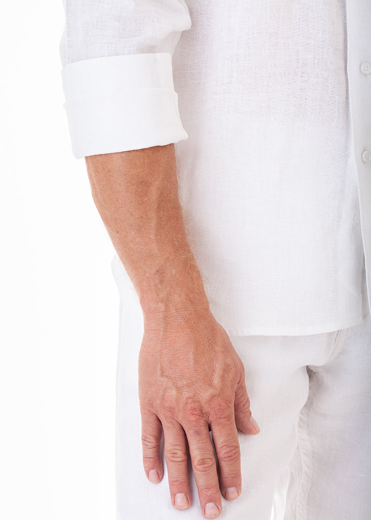 LANIKAI LINEN SHIRT - WHITE-David Smith Australia