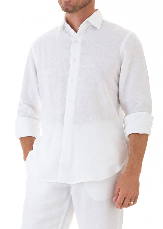 LANIKAI LINEN SHIRT - WHITE-David Smith Australia