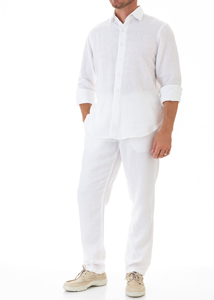 LANIKAI LINEN SHIRT - WHITE-David Smith Australia