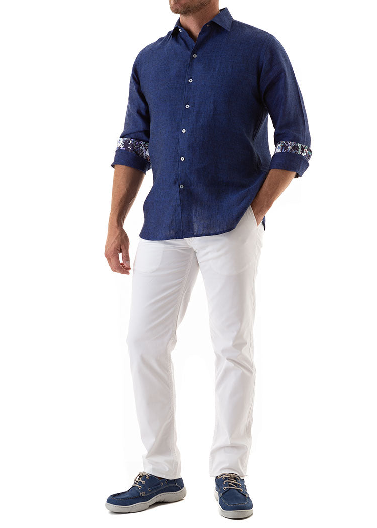 LANIKAI LINEN SHIRT INDIGO-David Smith Australia