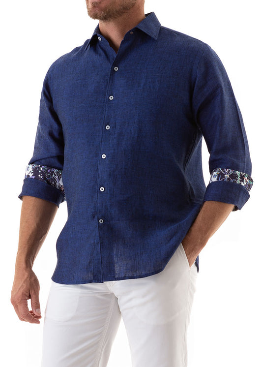 LANIKAI LINEN SHIRT INDIGO-David Smith Australia