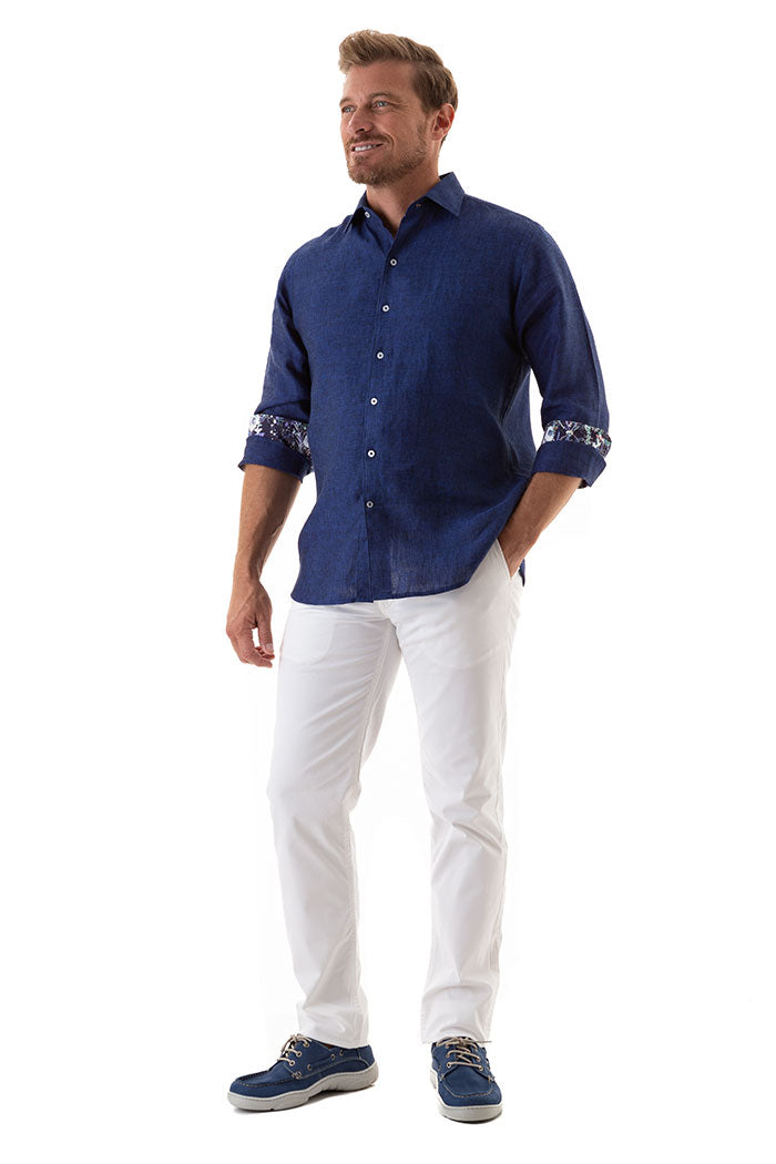 LANIKAI LINEN SHIRT INDIGO-David Smith Australia