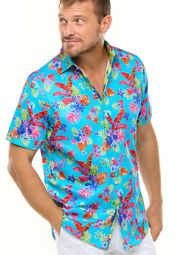 TROPICAL FLORAL SHIRT SKY-David Smith Australia