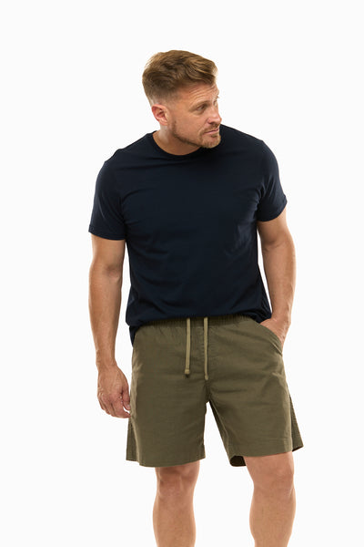 Wave Olive Shorts – Elastic Waist Mens Comfort Shorts | David
