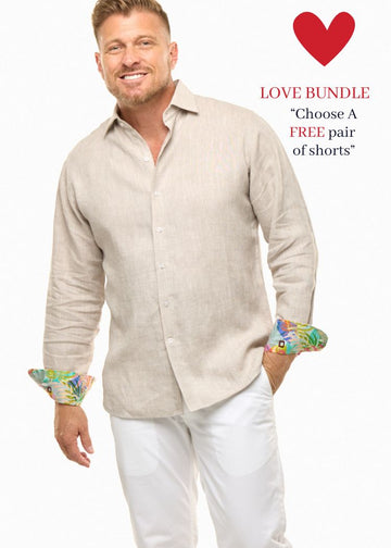 LANIKAI LINEN SHIRT PEBBLE-David Smith Australia