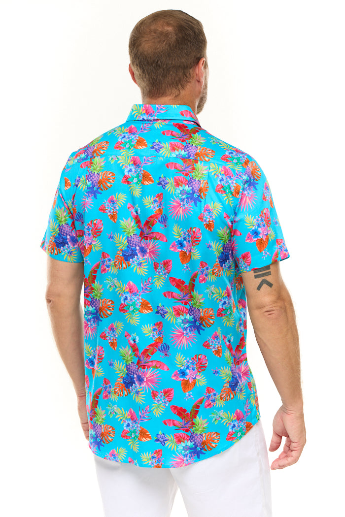 TROPICAL FLORAL SHIRT SKY-David Smith Australia