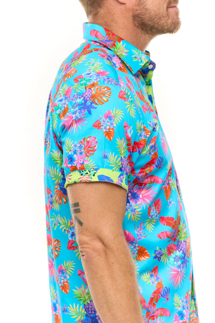 TROPICAL FLORAL SHIRT SKY-David Smith Australia