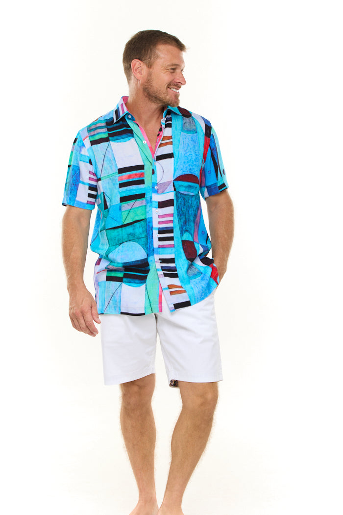 PORTOFINO SHIRT AQUA-David Smith Australia