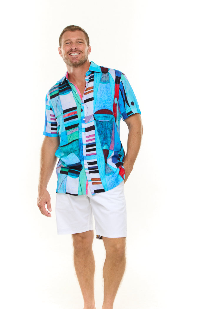 PORTOFINO SHIRT AQUA-David Smith Australia