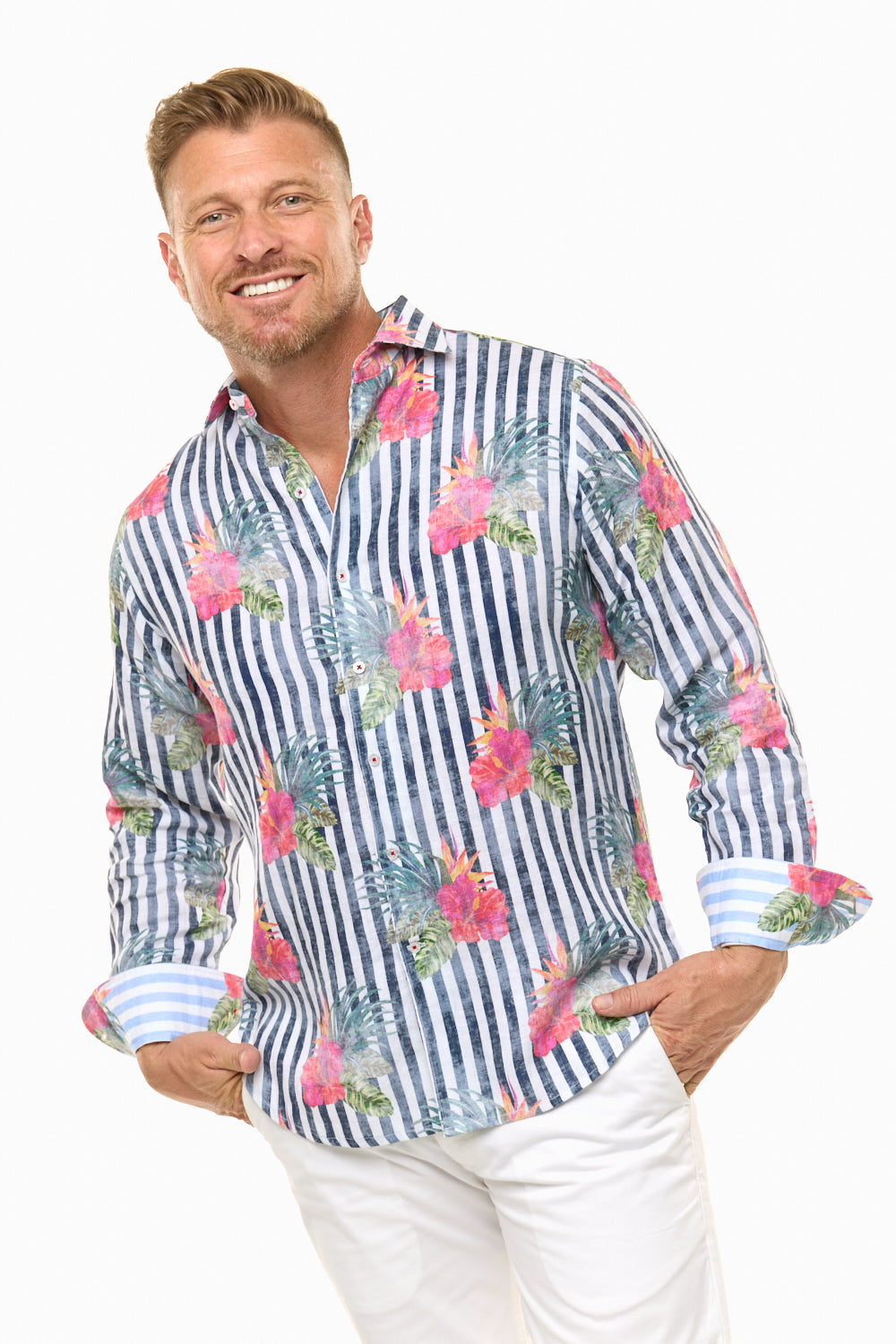 HIBISCUS LINEN SHIRT-David Smith Australia