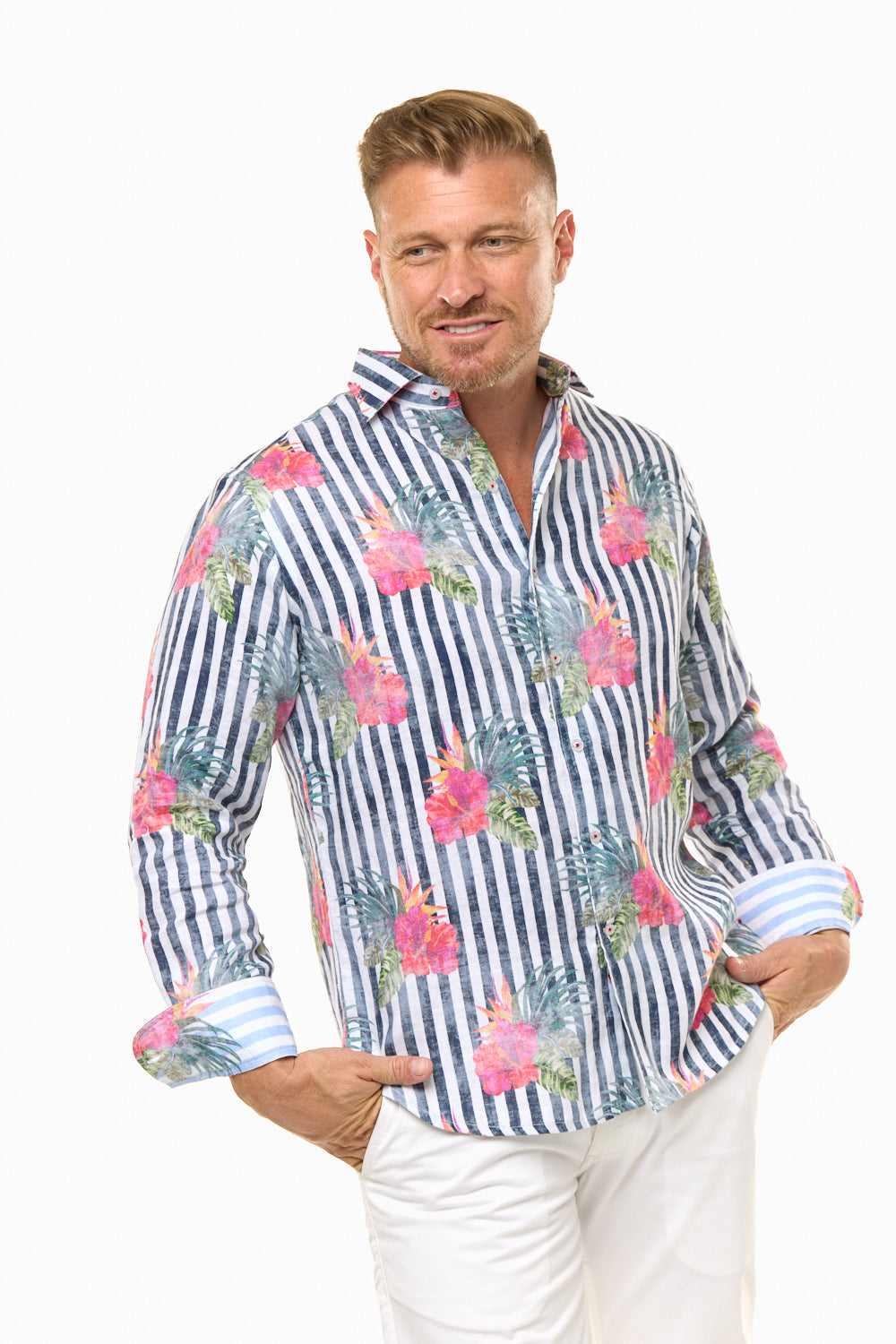 HIBISCUS LINEN SHIRT-David Smith Australia