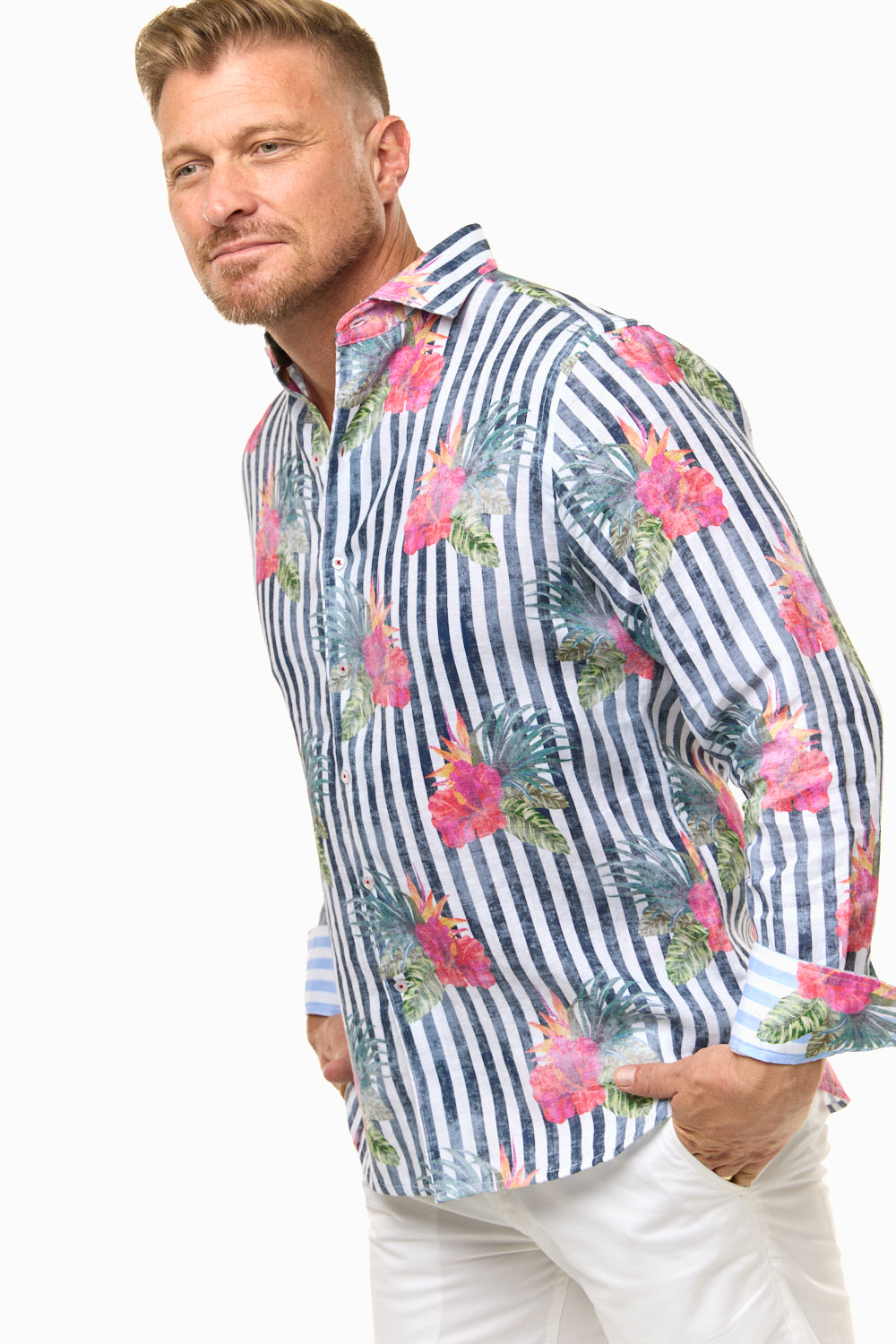 HIBISCUS LINEN SHIRT-David Smith Australia