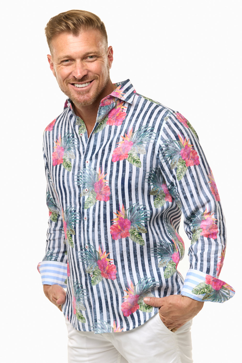 HIBISCUS LINEN SHIRT-David Smith Australia