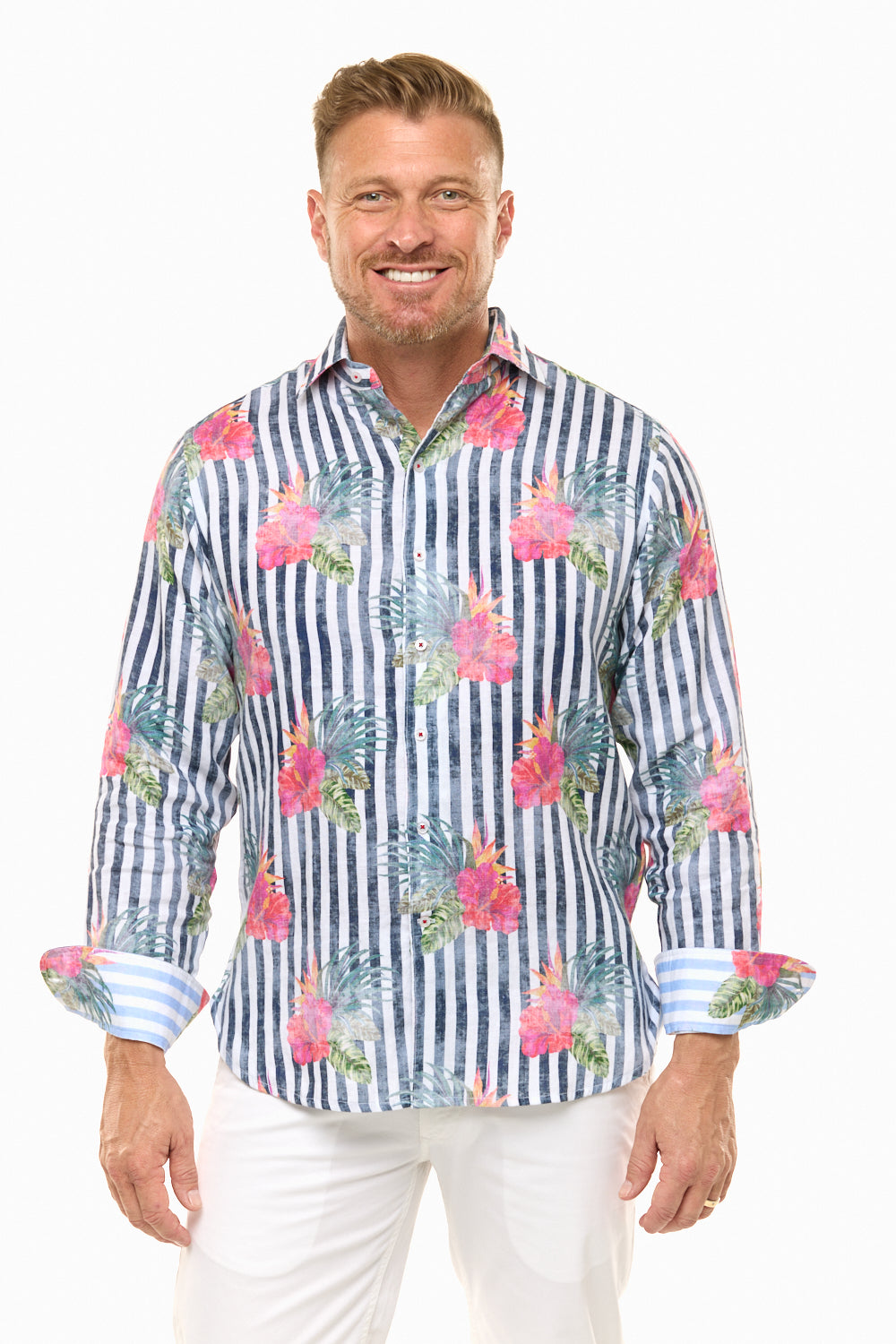 HIBISCUS LINEN SHIRT-David Smith Australia