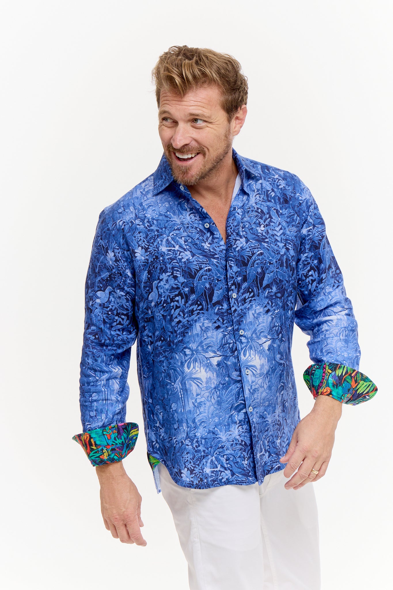 SHADOWS LINEN SHIRT BLUE-David Smith Australia