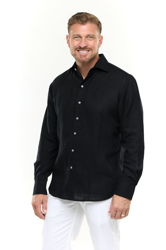 BLACK LINEN SHIRT