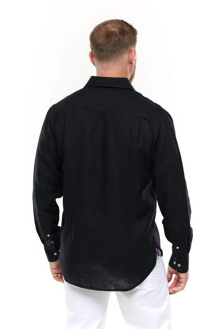 BLACK LINEN SHIRT-David Smith Australia