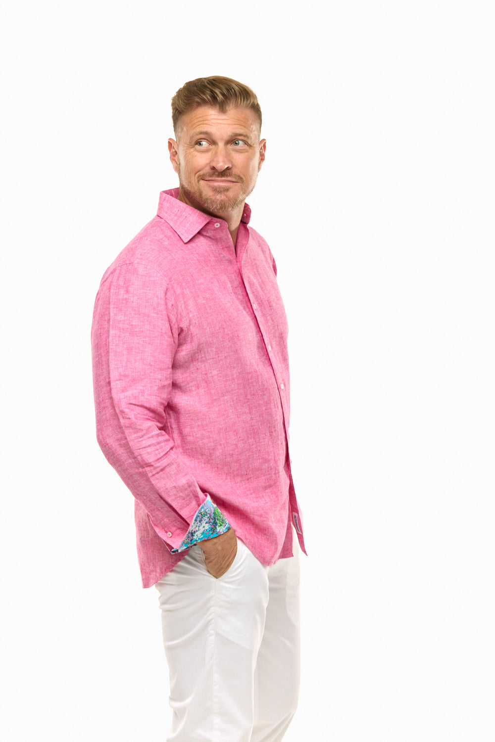 LANIKAI LINEN SHIRT BLUSH-David Smith Australia