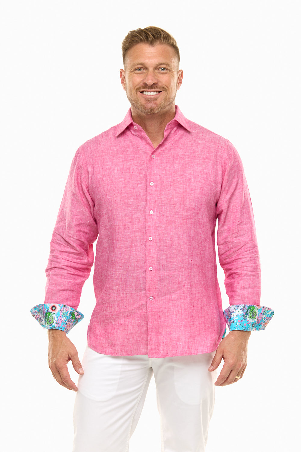 LANIKAI LINEN SHIRT BLUSH-David Smith Australia