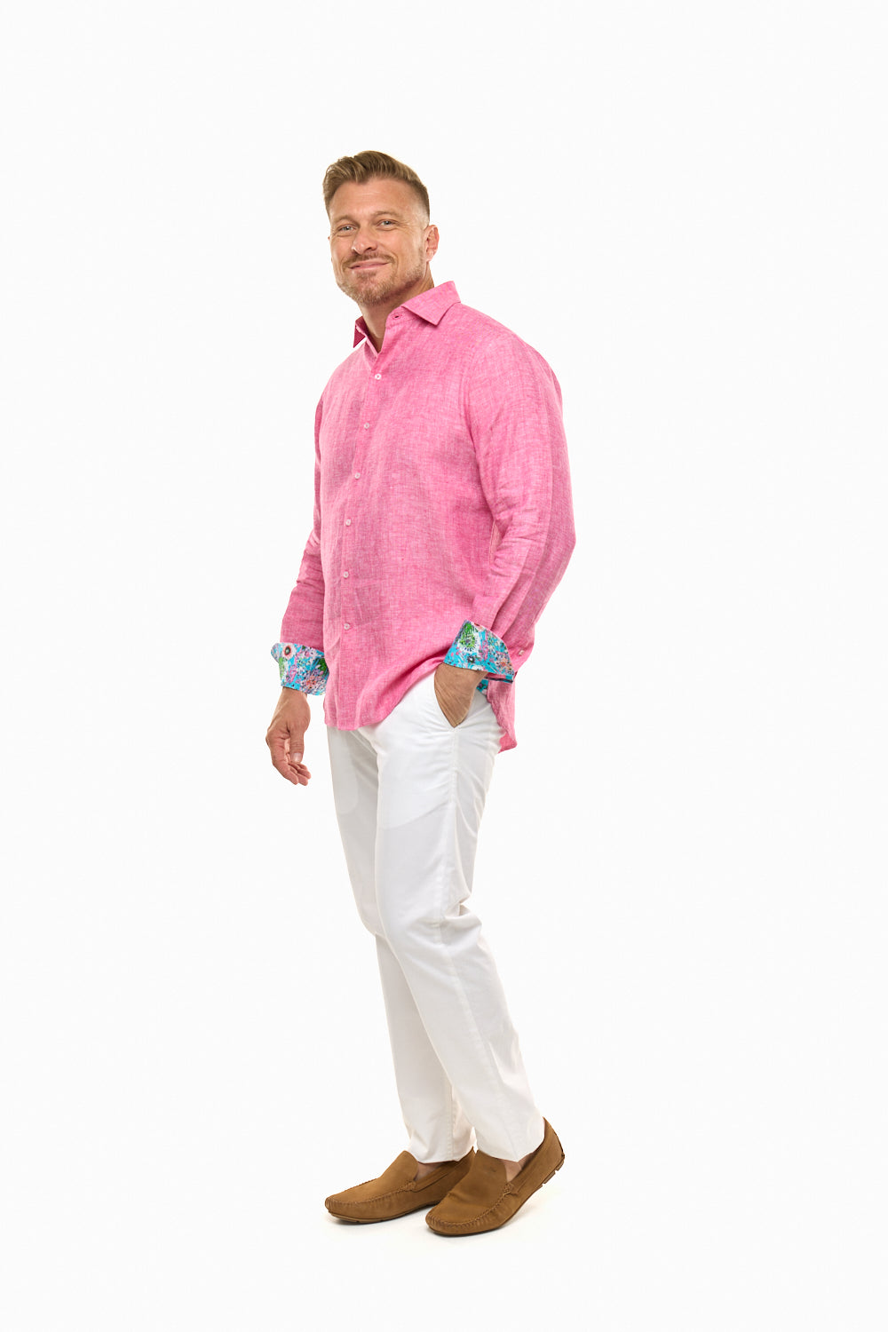 LANIKAI LINEN SHIRT BLUSH-David Smith Australia