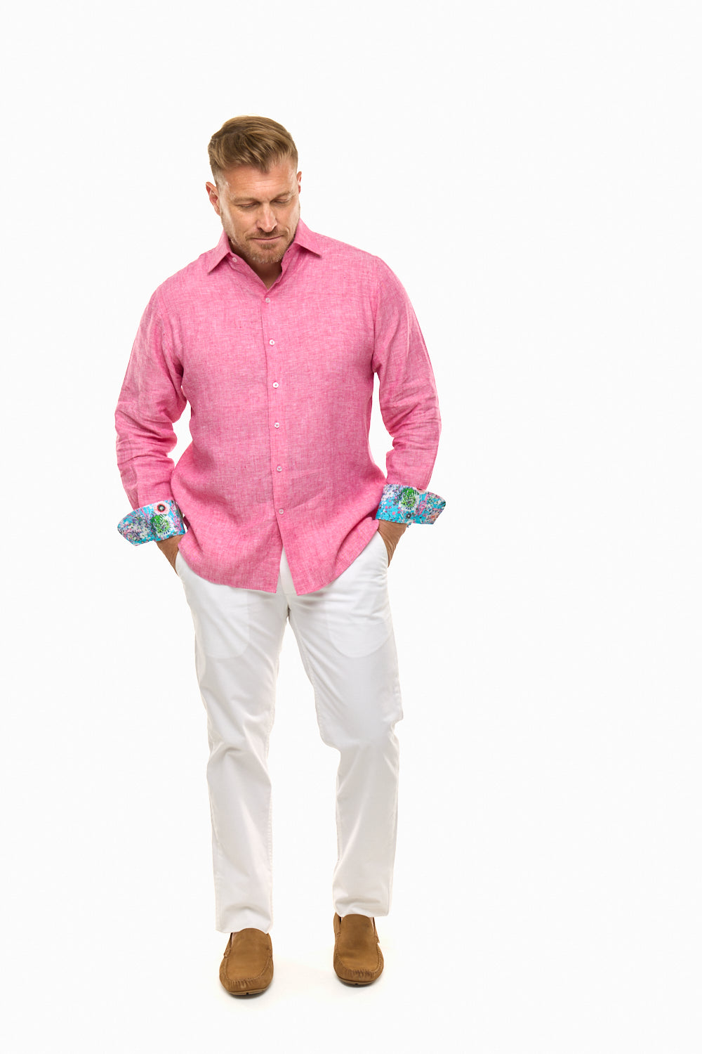 LANIKAI LINEN SHIRT BLUSH-David Smith Australia