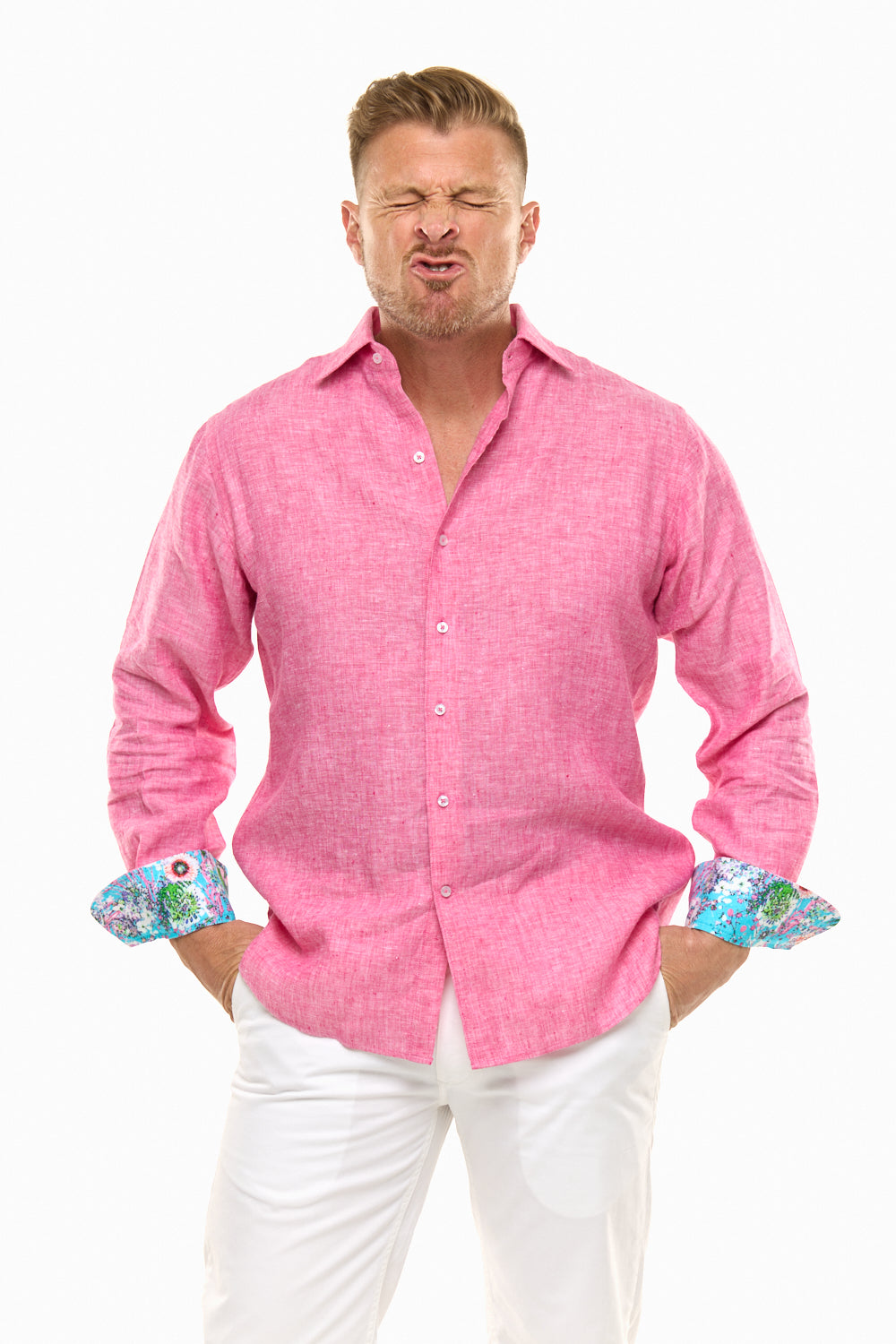 LANIKAI LINEN SHIRT BLUSH-David Smith Australia