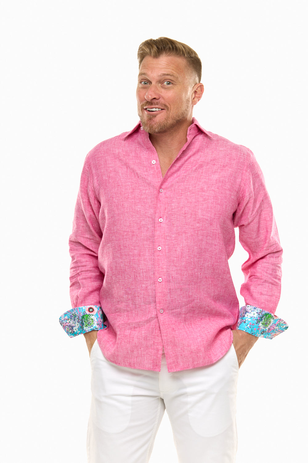LANIKAI LINEN SHIRT BLUSH-David Smith Australia