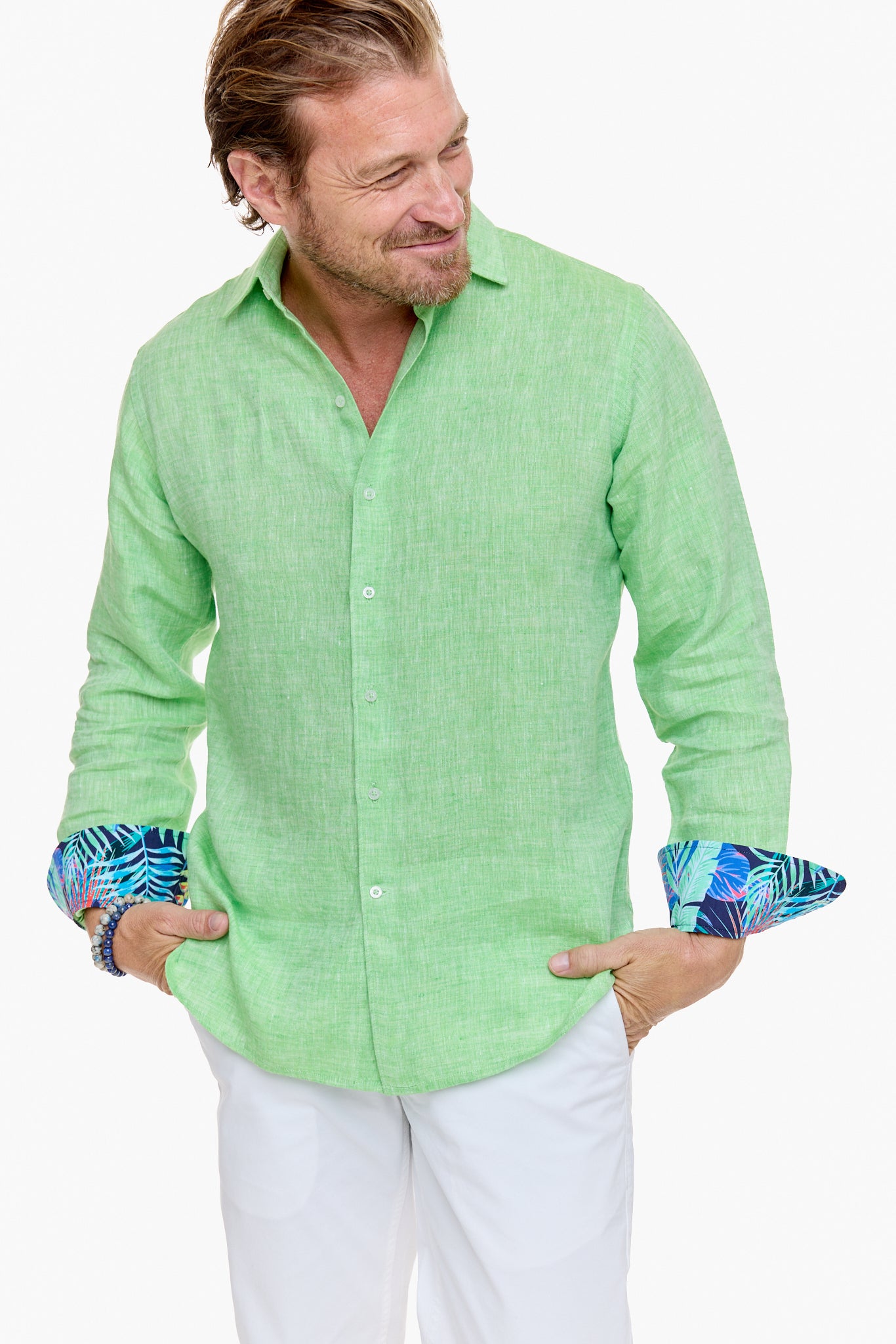 LANIKAI LINEN SHIRT CLOVER-David Smith Australia