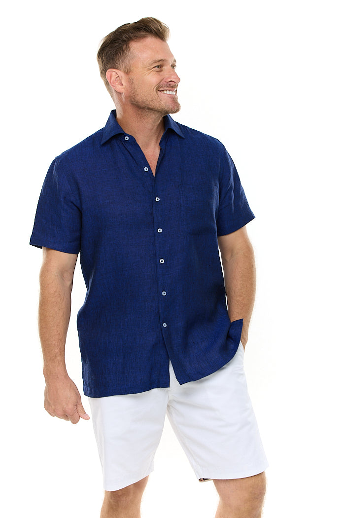 HAVANA LINEN SHIRT INDIGO-David Smith Australia