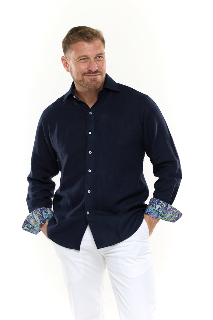 INK LINEN SHIRT-David Smith Australia