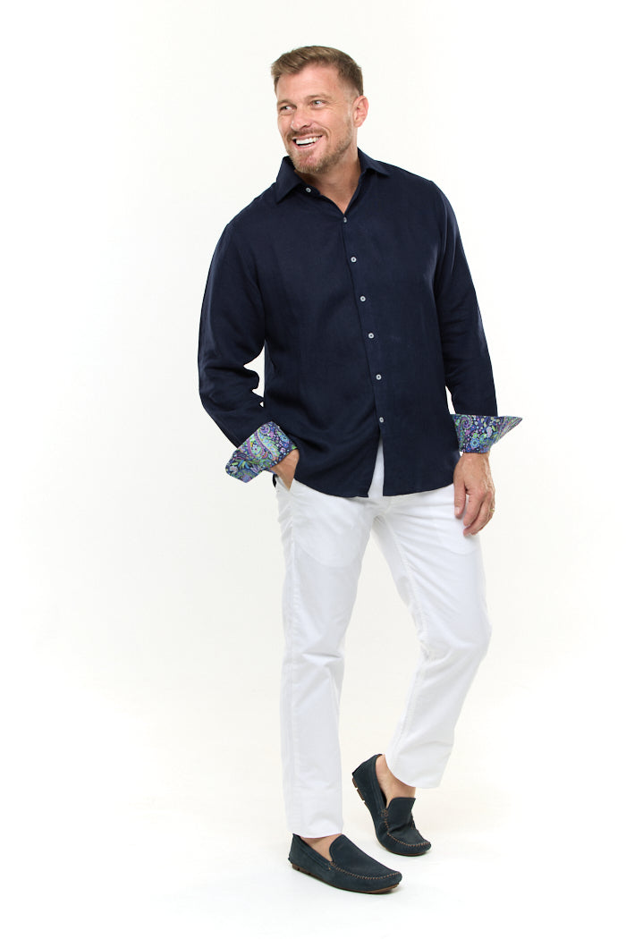 INK LINEN SHIRT-David Smith Australia