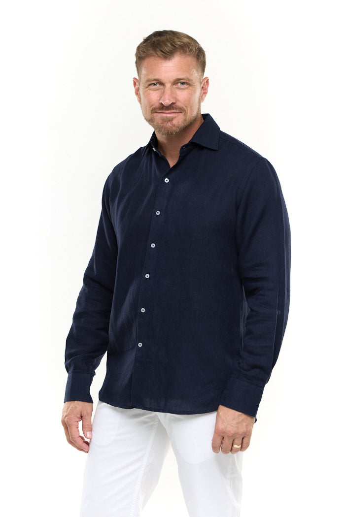 INK LINEN SHIRT-David Smith Australia