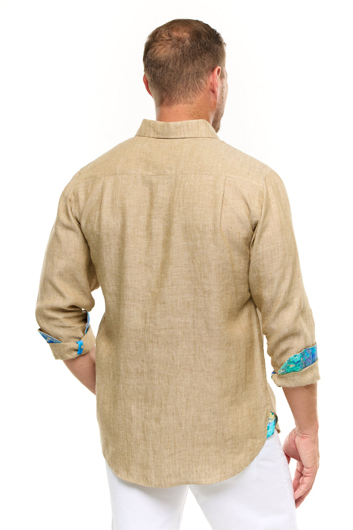 LANIKAI LINEN SHIRT KHAKI-David Smith Australia