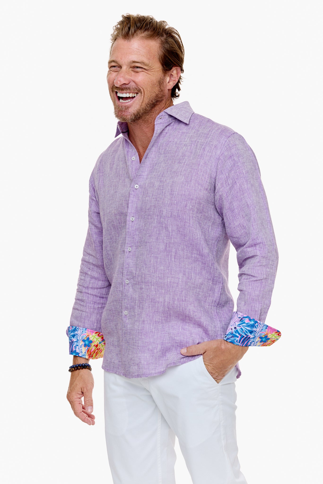 LANIKAI LINEN SHIRT LAVENDER-David Smith Australia