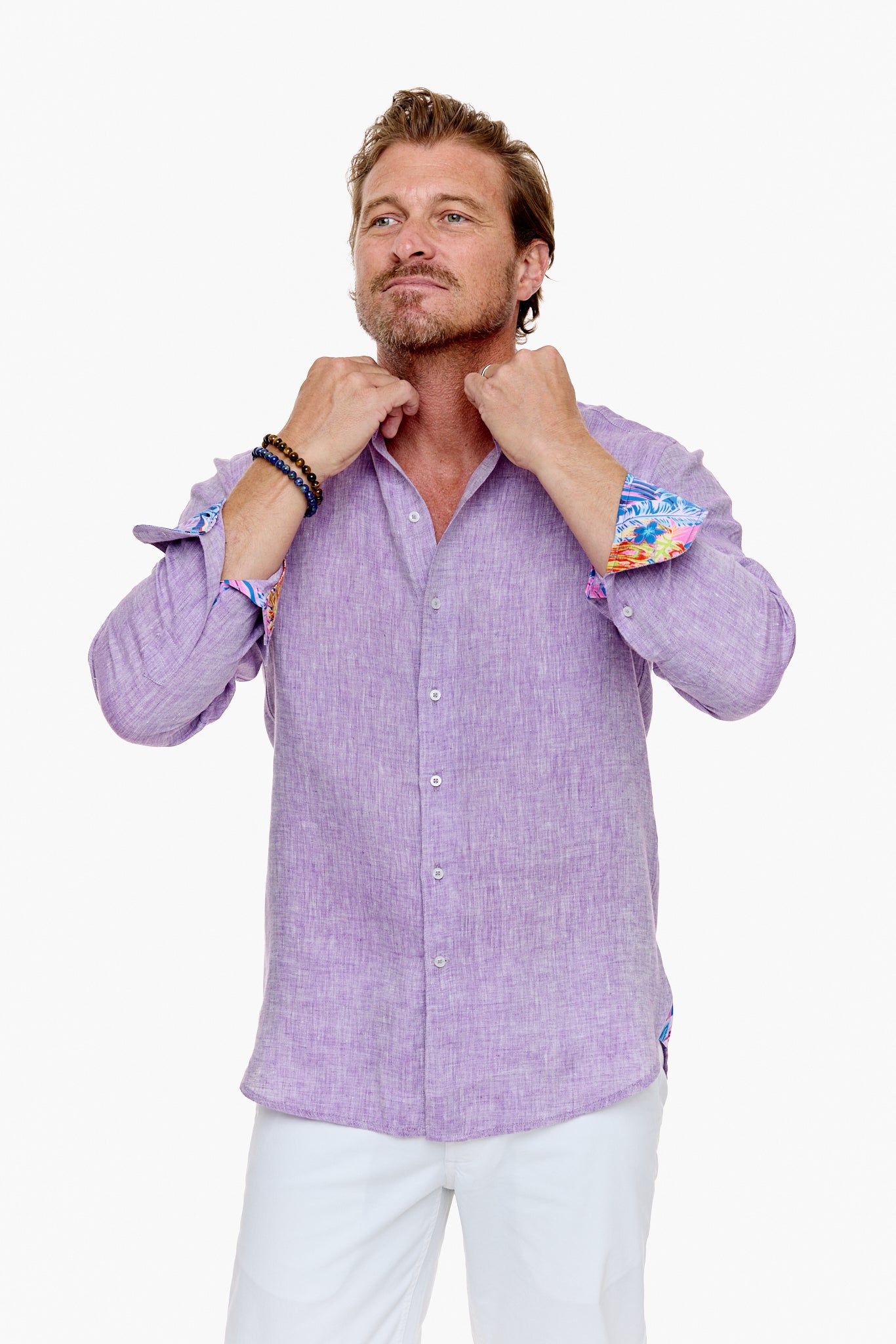 LANIKAI LINEN SHIRT LAVENDER-David Smith Australia