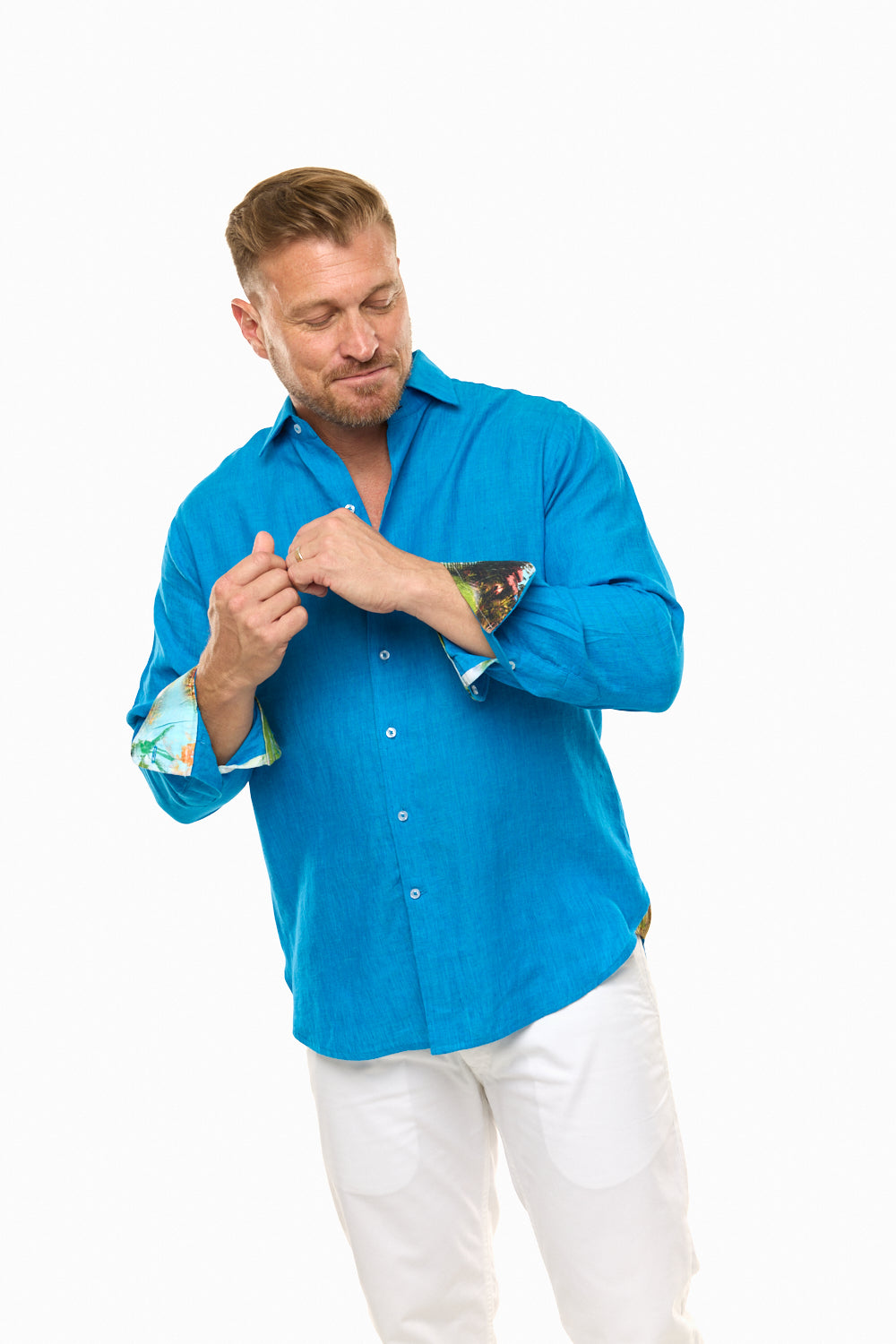 LANIKAI LINEN SHIRT SAPPHIRE-David Smith Australia