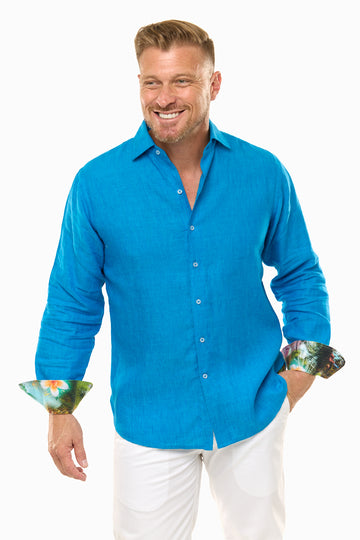 LANIKAI LINEN SHIRT SAPPHIRE-David Smith Australia