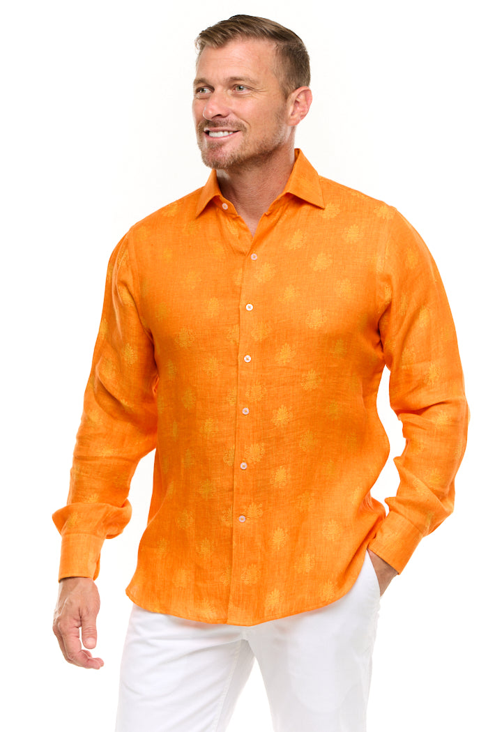 JACQUARD LINEN SHIRT DESERT-David Smith Australia