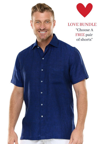 HAVANA LINEN SHIRT INDIGO-David Smith Australia