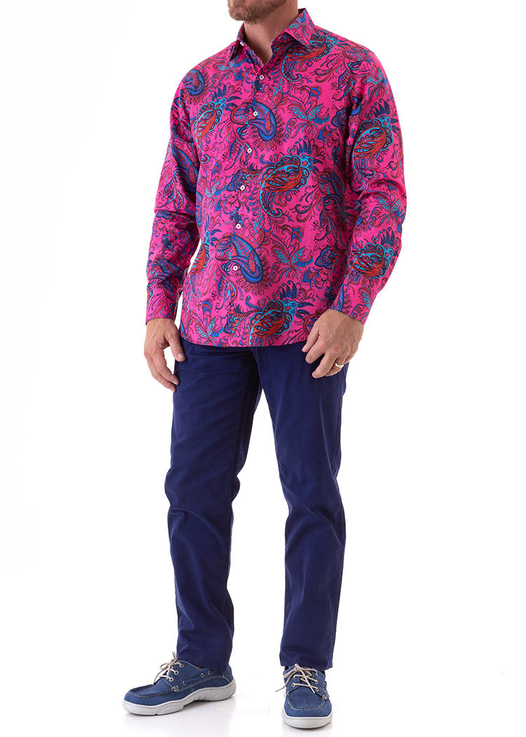 EDWARDIAN PAISLEY SHIRT PINK-David Smith Australia