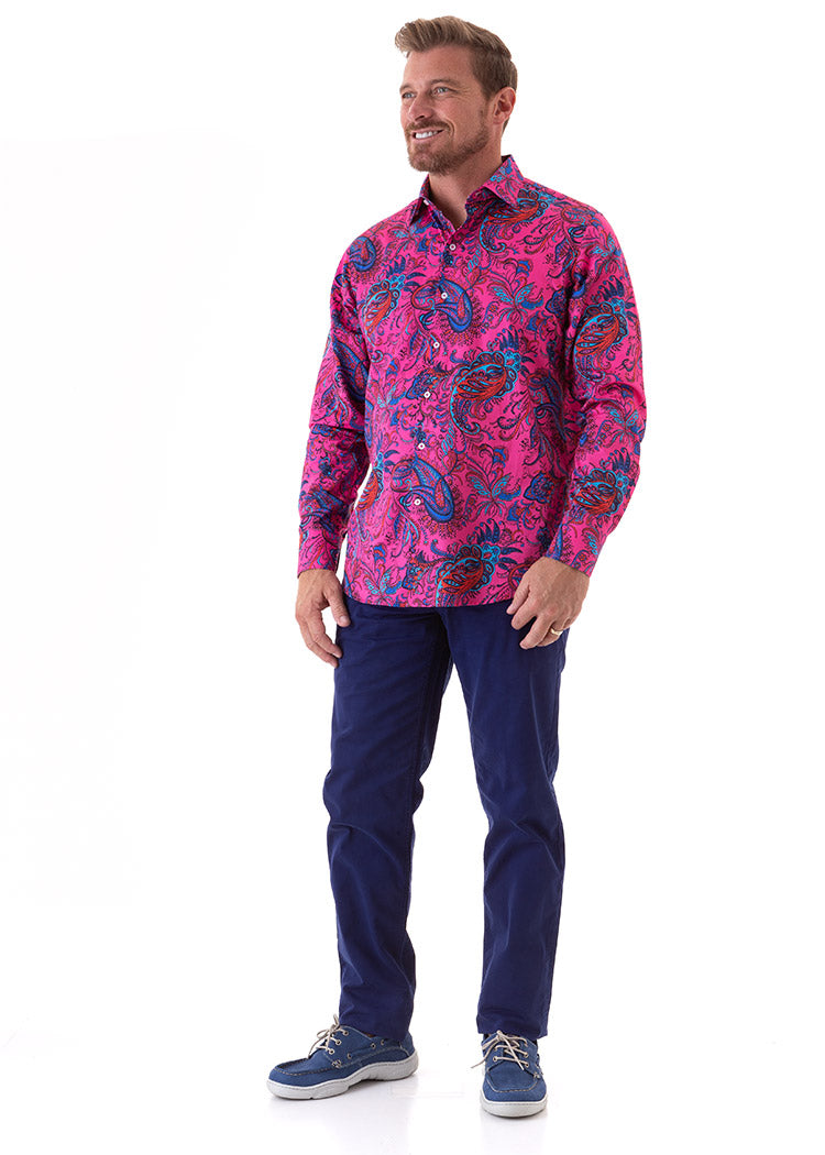 EDWARDIAN PAISLEY SHIRT PINK-David Smith Australia