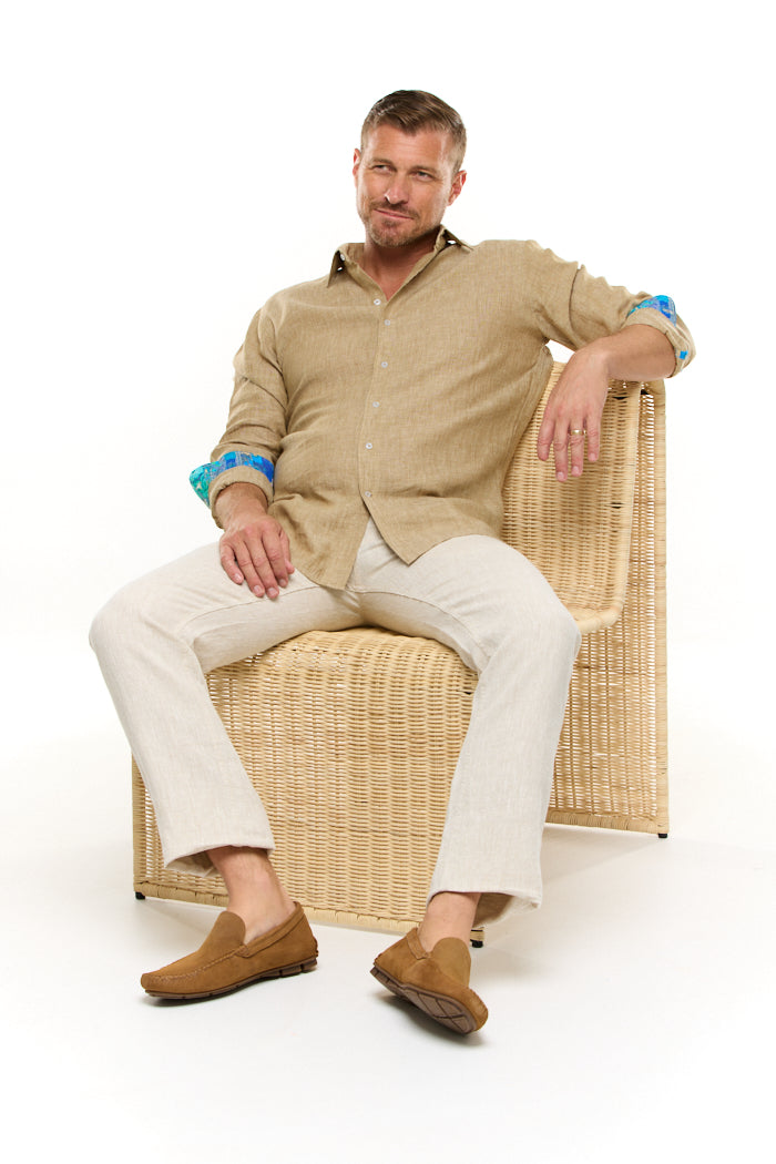 LANIKAI LINEN SHIRT KHAKI-David Smith Australia