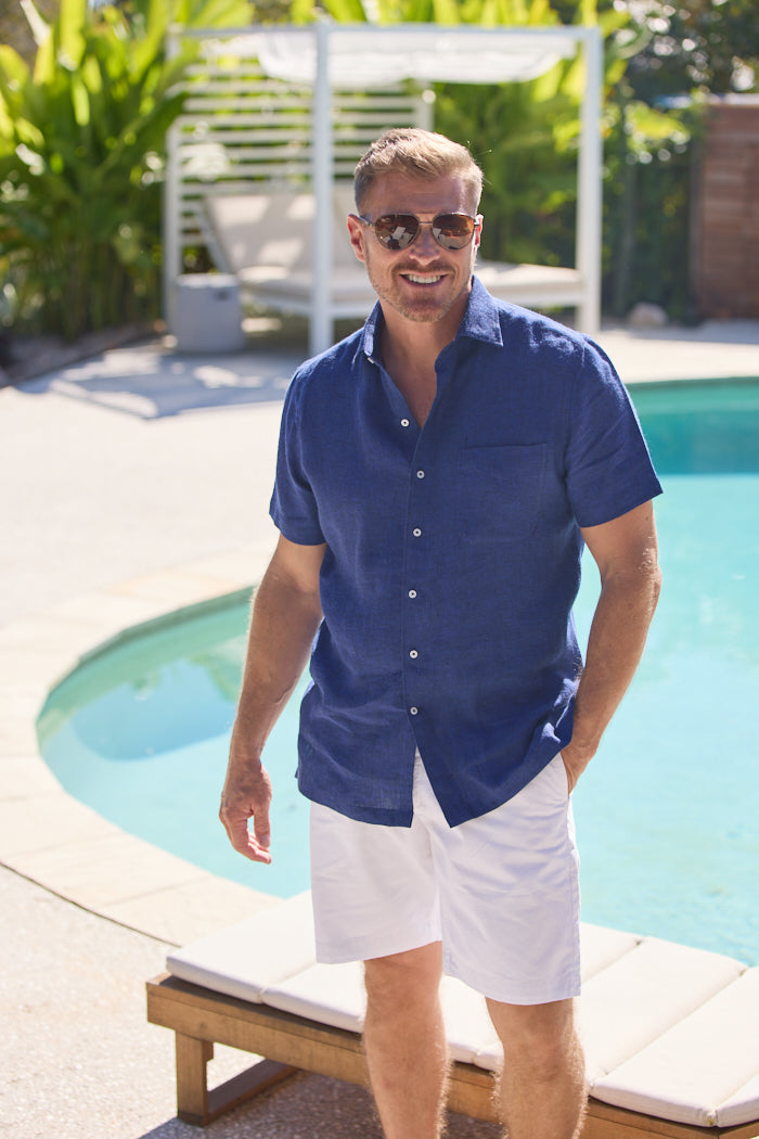 HAVANA LINEN SHIRT INDIGO-David Smith Australia