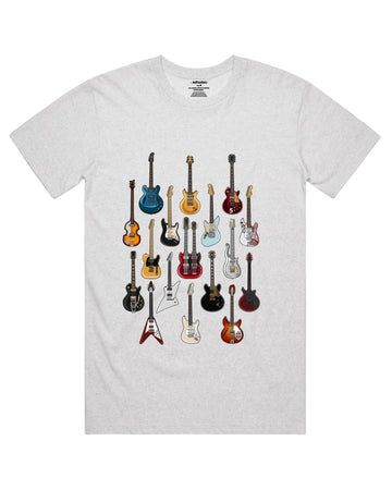 FAMOUS GUITARS T-SHIRT – WHITE MARLE | ISTHATSO-David Smith Australia